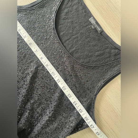 Eileen Fisher | Black Sequined Silk Sleeveless Tank Tunic Small Luxury Going Out - Picture 6 of 7